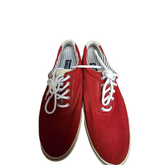 Sperry Top-Sider Red Canvas Sneakers‎ Casual Shoes Lace Up Mens - Picture 1 of 5